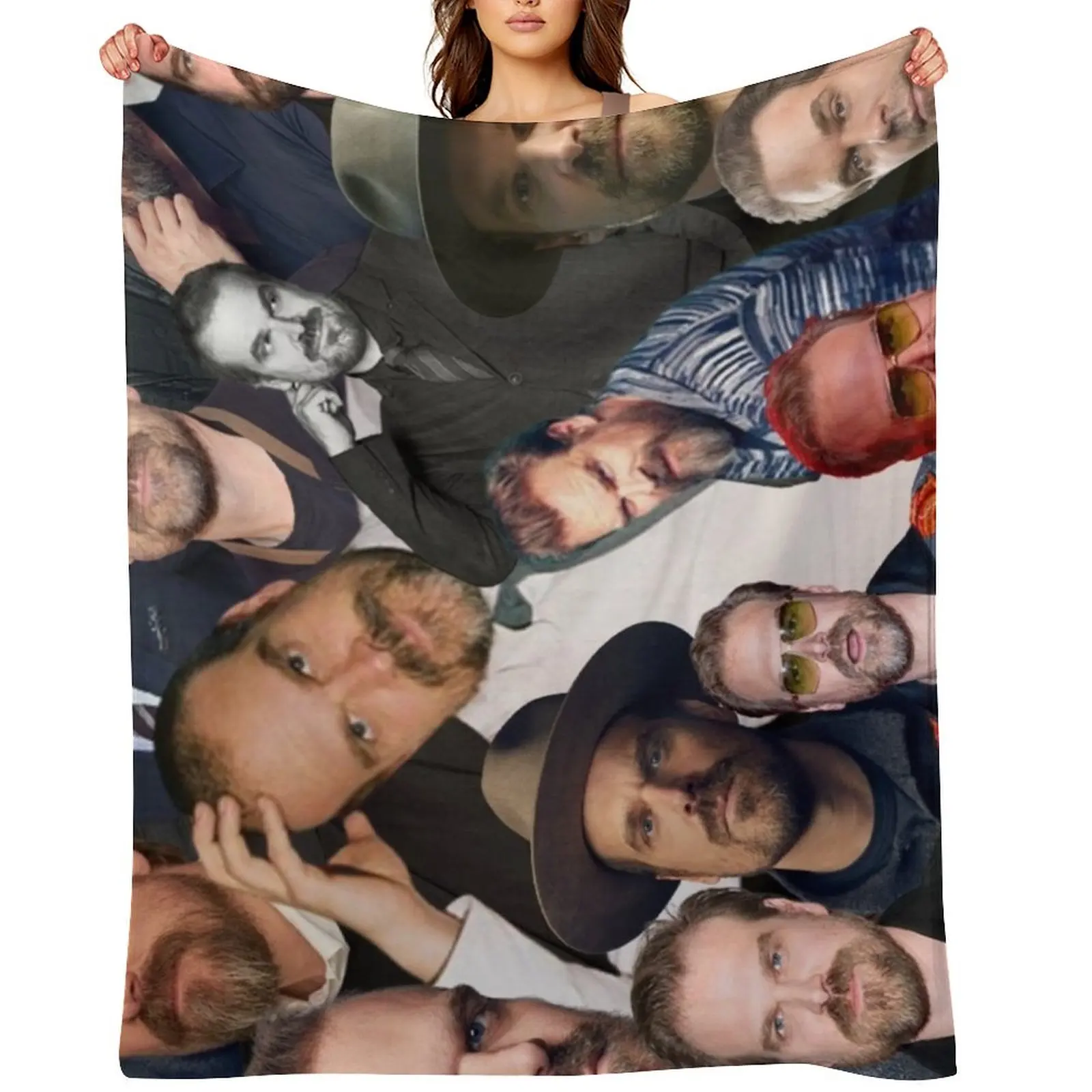 

david harbour photo collage Throw Blanket Soft Plaid Soft Big Cute Plaid for winter Blankets