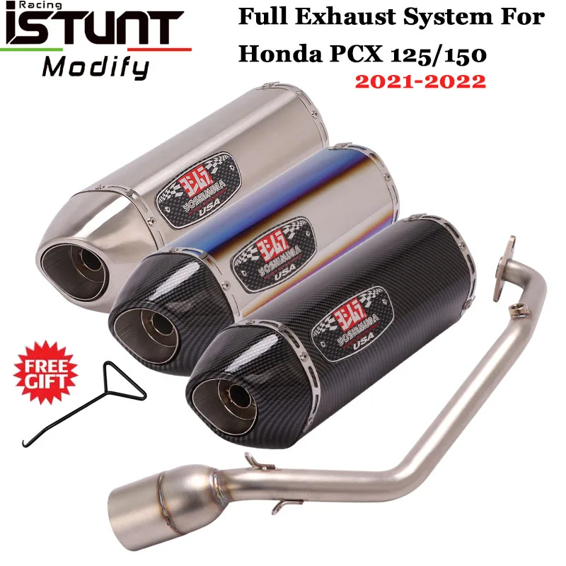 

For Honda PCX 125 150 PCX125 PCX150 2021 2022 Motorcycle Yoshimura Full Exhaust Front Link Pipe Carbon Fiber Muffler DB Killer