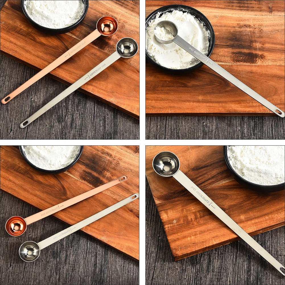 

2pcs Stainless Steel Long Handle Measuring Spoon For Coffee Milk Powder Kitchen Accessories Metal Scoop Spoon Baking