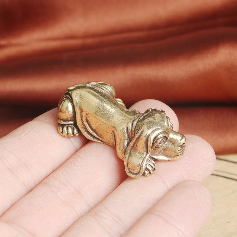 Vintage Brass Cute Puppy Figurines Miniatures Desktop Ornaments Small Animal Dog Statue Home Decorations Crafts Children Gifts - view 5