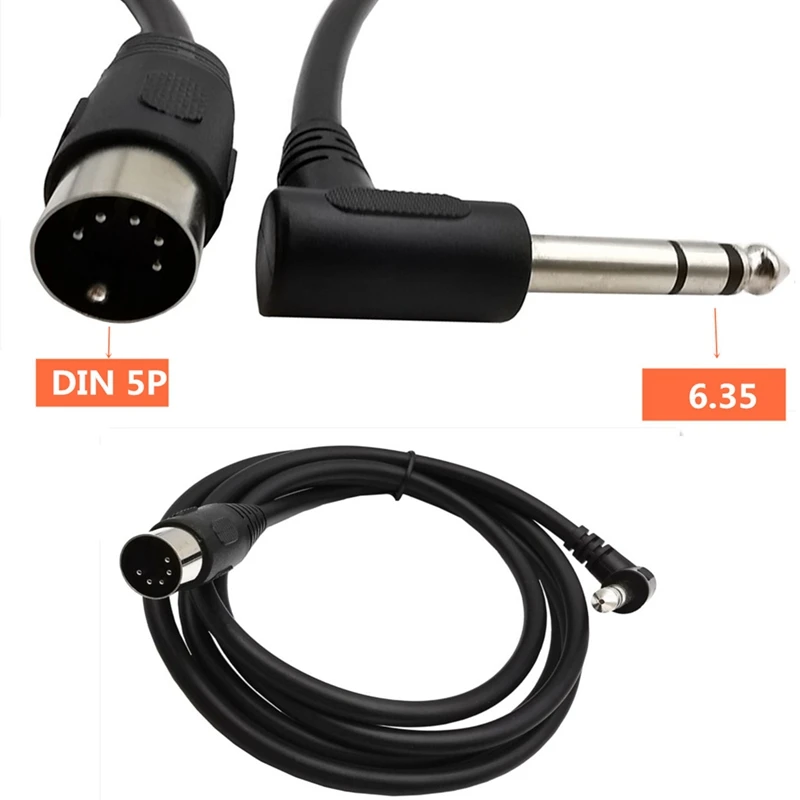 MIDI Din 5Pin Male to Monoprice 6.35mm (1/4 Inch) Male TRS Stereo Audio Cable 1.5m