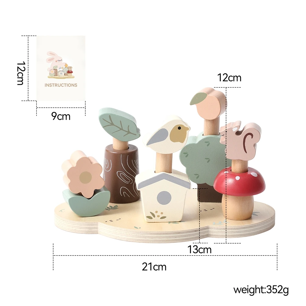 Wooden Montessori Press Bounce Toy Baby Finger Fine Sensory Movement Baby Shape Educational Game Cartoon Forest Decorations Gift