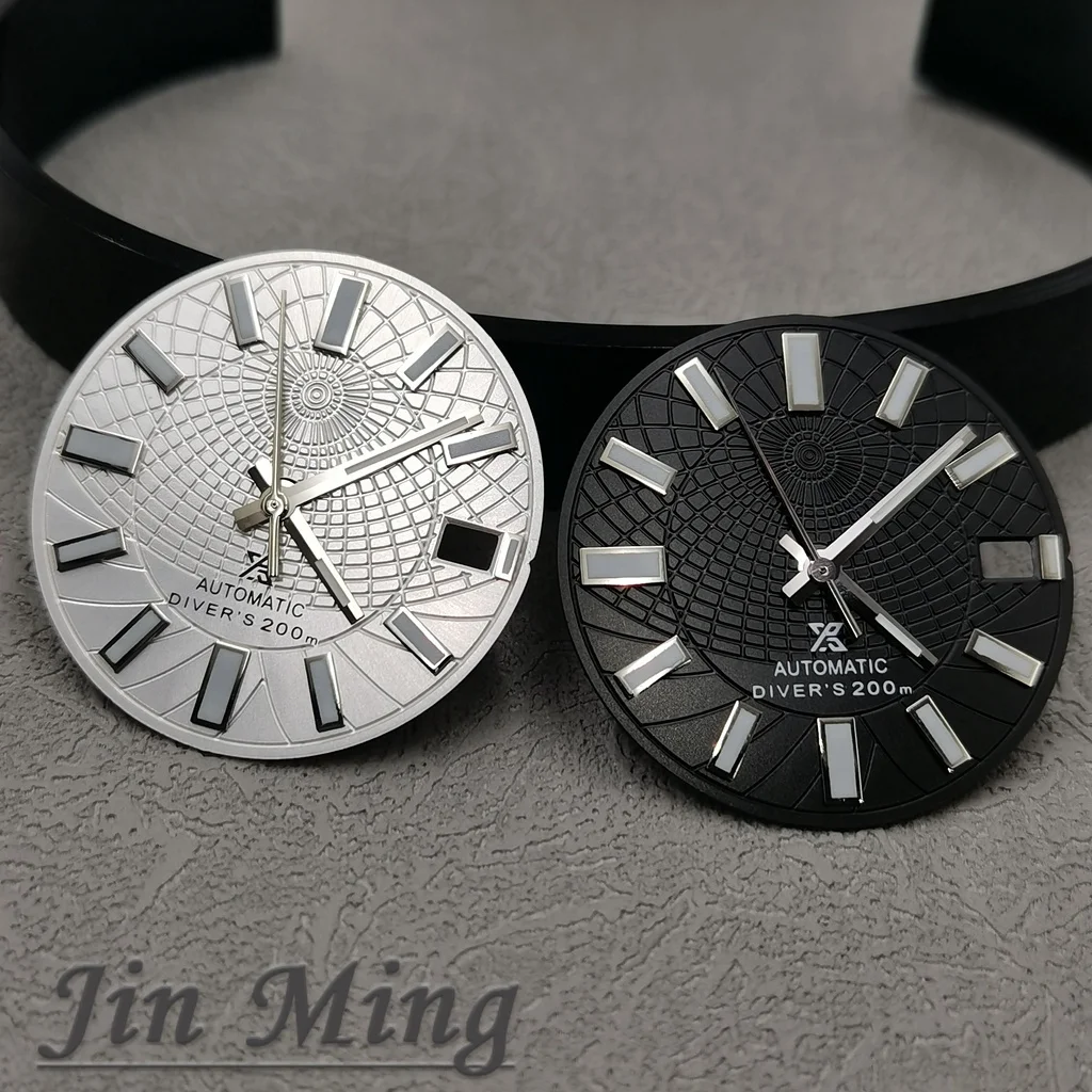 High Quality 28.5mm Silver Gold Black Blue Date Window Green Luminous Aseptic Dial Fit NH35 /NH36/4R/7S Automatic Movement