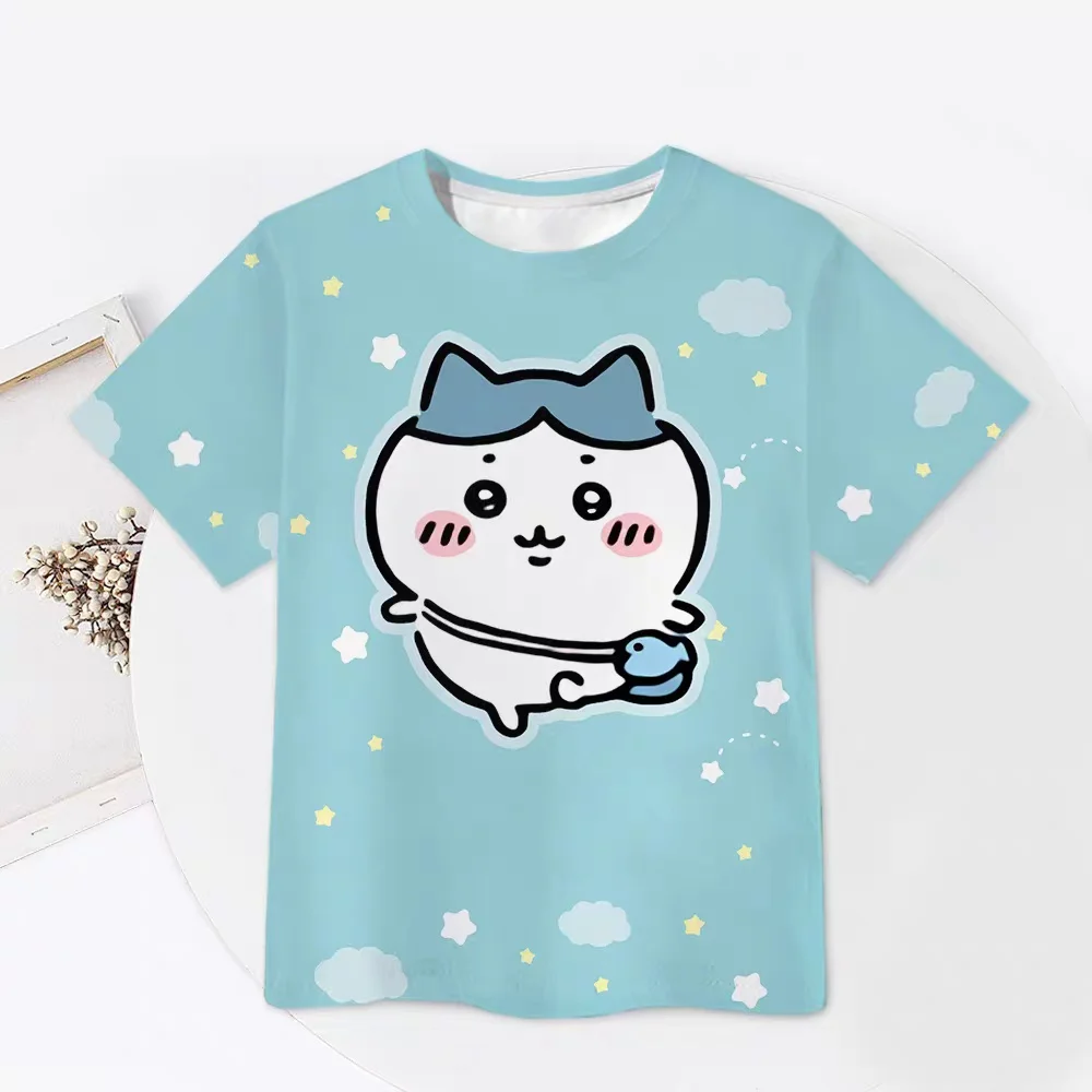 Chiikawa Is All Here! Adult Couple Soft Cute Cartoon 3D Print T-shirts Sports Leisure Breathable Short Sleeves FamilyMatching