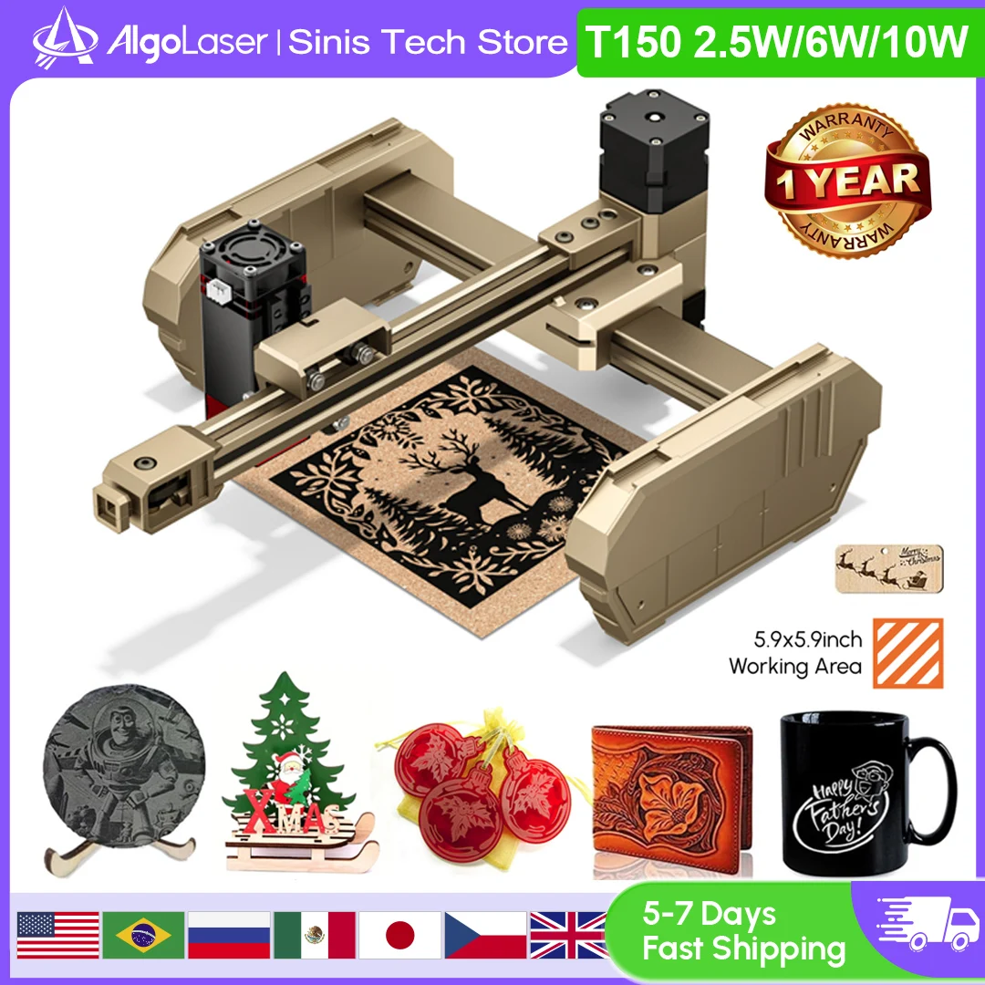 Algolaser T150 2.5 واط حفارة ليزر صغيرة محمولة لتقوم بها بنفسك آلة الحفر بالليزر نقش شعار الخشب رسمت زجاج الأكريليك الجلود