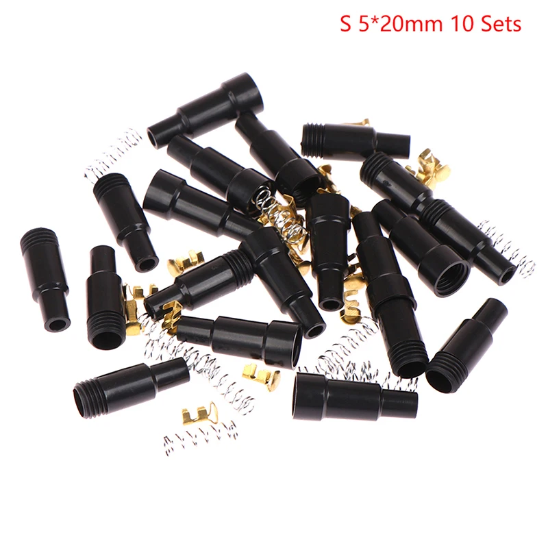 5*20/6*30mm Glass Tube Fuse Holder Screw Type Quick Blow Plastic Shell Male Female Spring Crimping Terminal Safety Socket