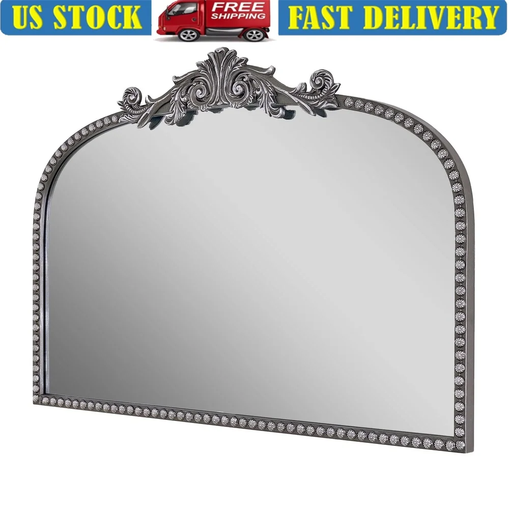 

Elegant Black Filigree Arch Mantel Decor Mirror 24x34 Classic Design Wall Leaning Art Piece Living Room Bedroom Entryway