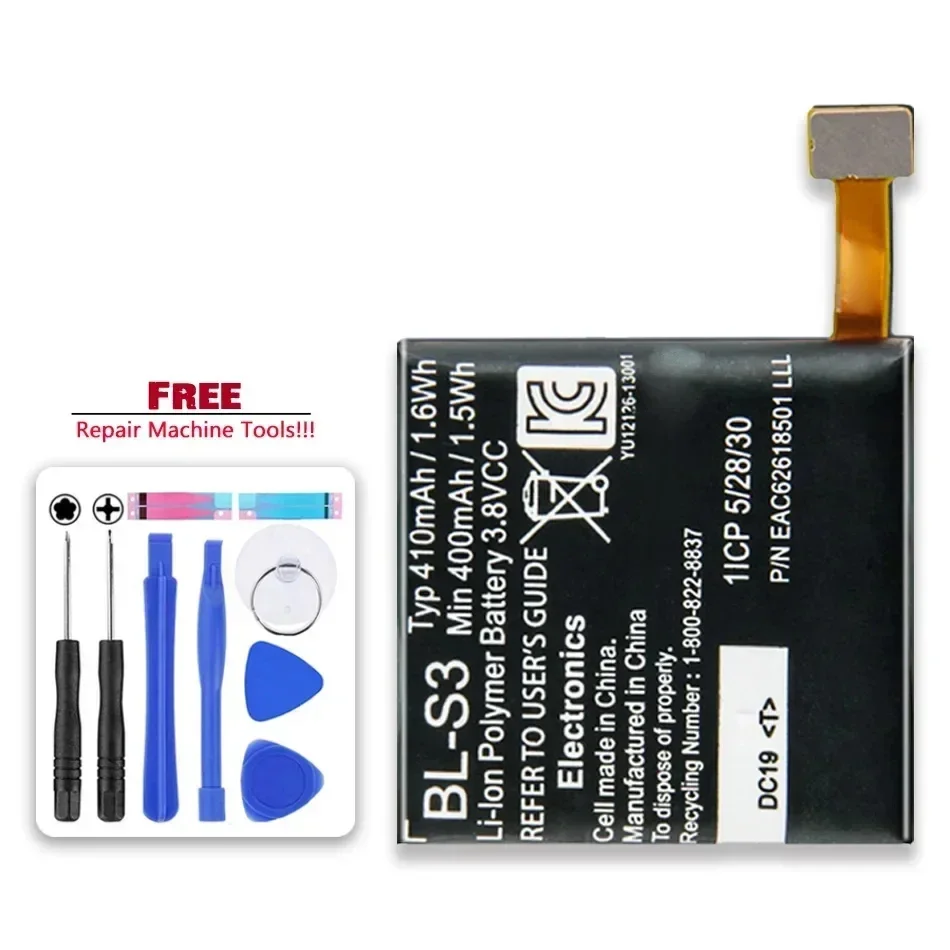 410mAh BL-S3 Battery For LG G Watch R W110 W150 Urbane Smart Watch Parts Replacement BLS3 BL S3 Smartwatch Bateria Batterij ACCU