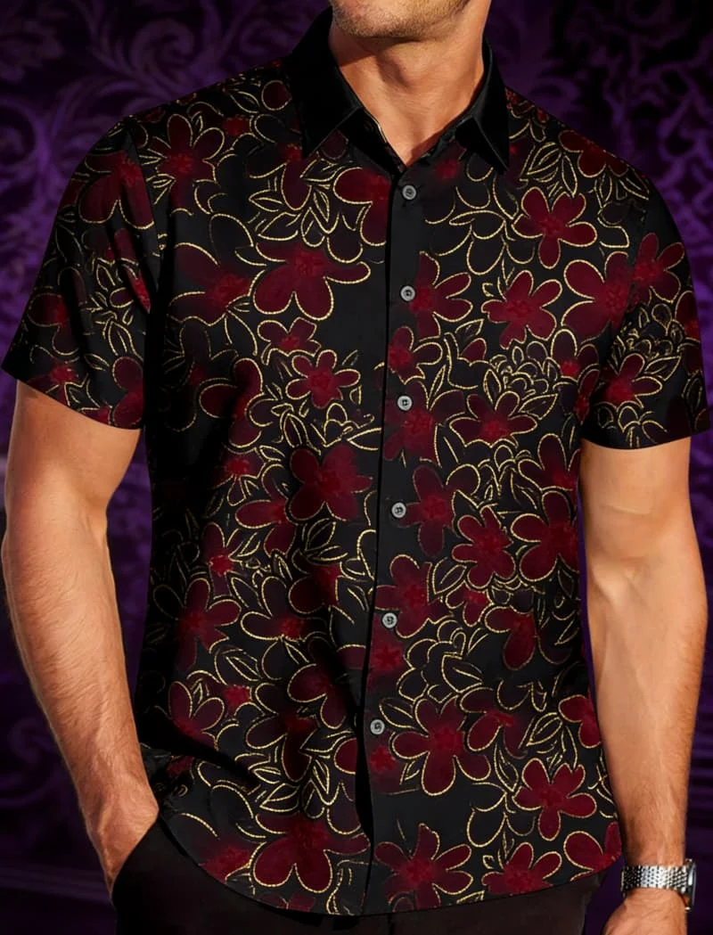 

Men's Luxury Hawaiian Print Short Sleeve Shirt Summer Casual Fashion For Daily Wear Holiday Beach And Street Style Outfits