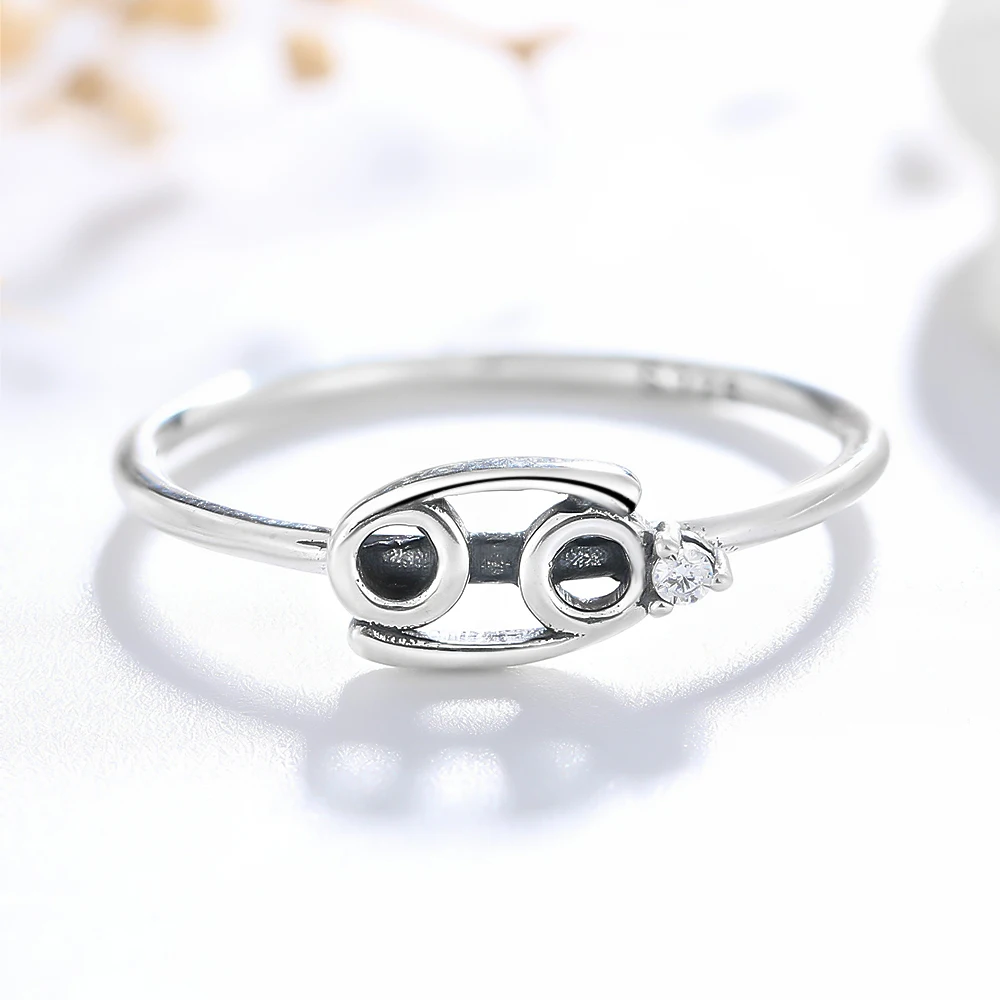 925 Sterling Silver Zodiac Signs Cancer Ring for Women Twelve Constellation Rings Fine Jewelry Holiday gifts