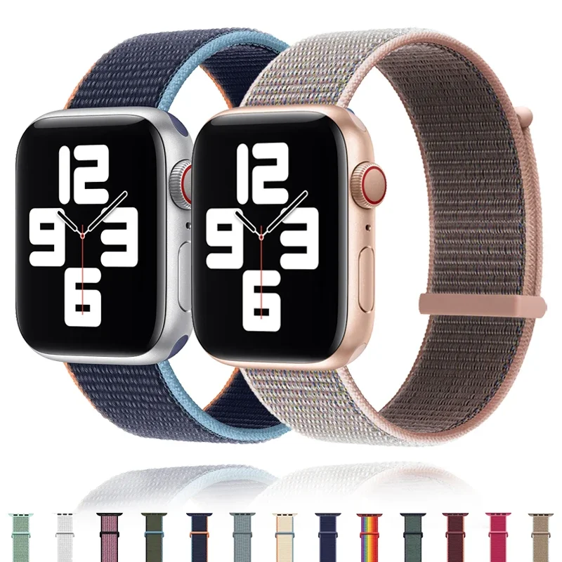 Nylon Strap For Apple Watch Band 44mm 40mm 49mm 45mm 41mm 42mm 46mm 49mm Bracelet Correa iwatch Series 10 9 8 se 7 6 5 4 3 Ultra