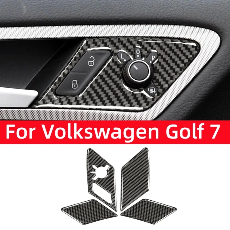 For Volkswagen Golf 7 Gti R Gte Gtd Mk7 2013-2019 Door Lock Switch Panel Trim Cover Carbon Fiber Decor Sticker Car Accessories