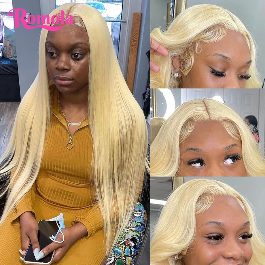 Honey Blonde Lace Frontal Wig, Osso Straight Lace Front Perucas, Cabelo Humano, 13x4, 30 ", 613 HD, 13x6