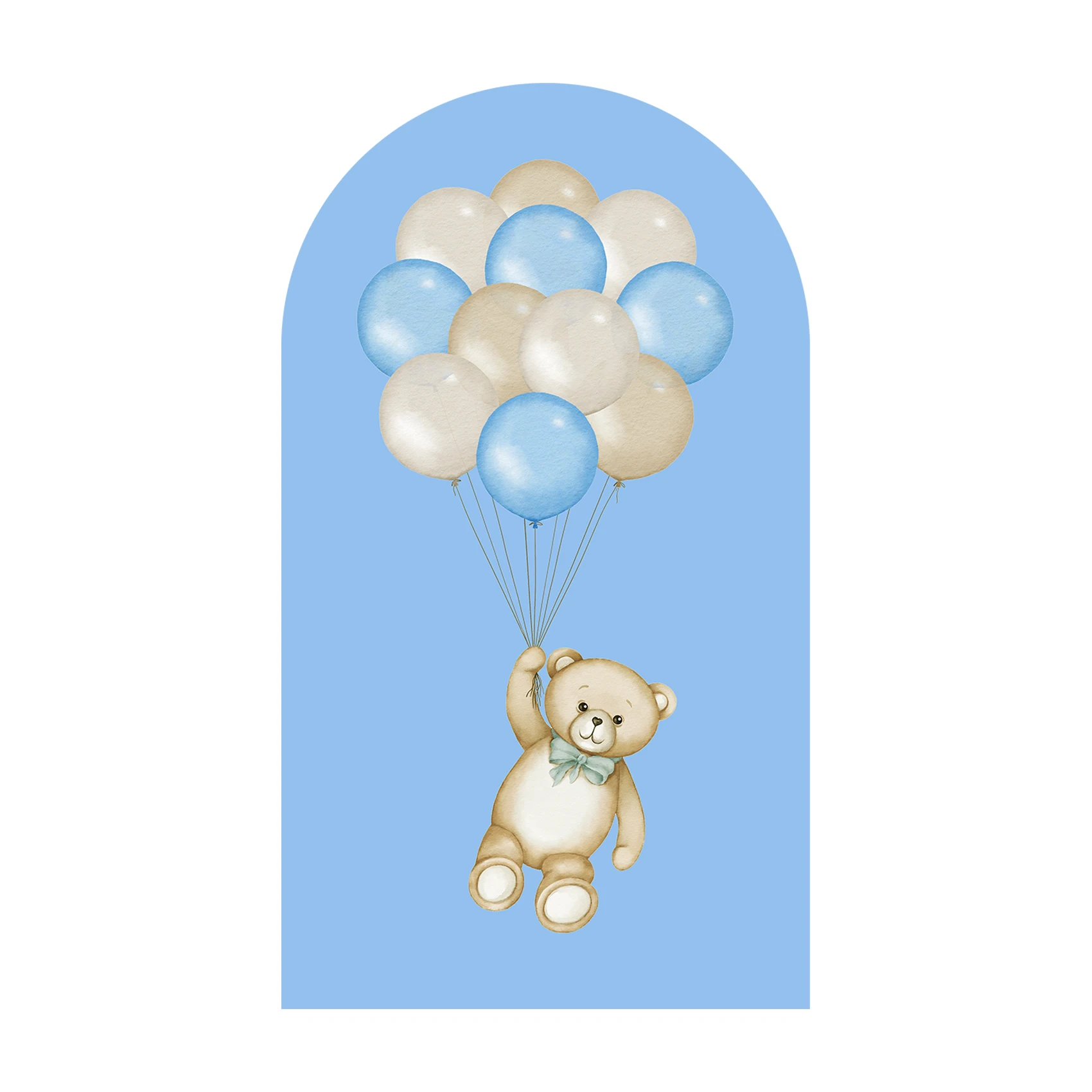 Bear Balloons Arch Backdrop Covers for Birthday Baby Shower Party Decoration Bilayer Stretchy Fabric, Elastic and Washable
