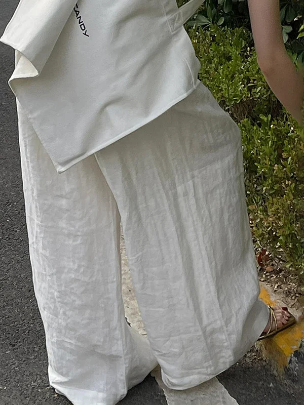 2025 여름 신상 한국 스타일 와이드 레그 팬츠 여성용 플리츠 디자인 슬림핏 드레이프 캐주얼 바지 하이웨이스트 스트레이트 컷