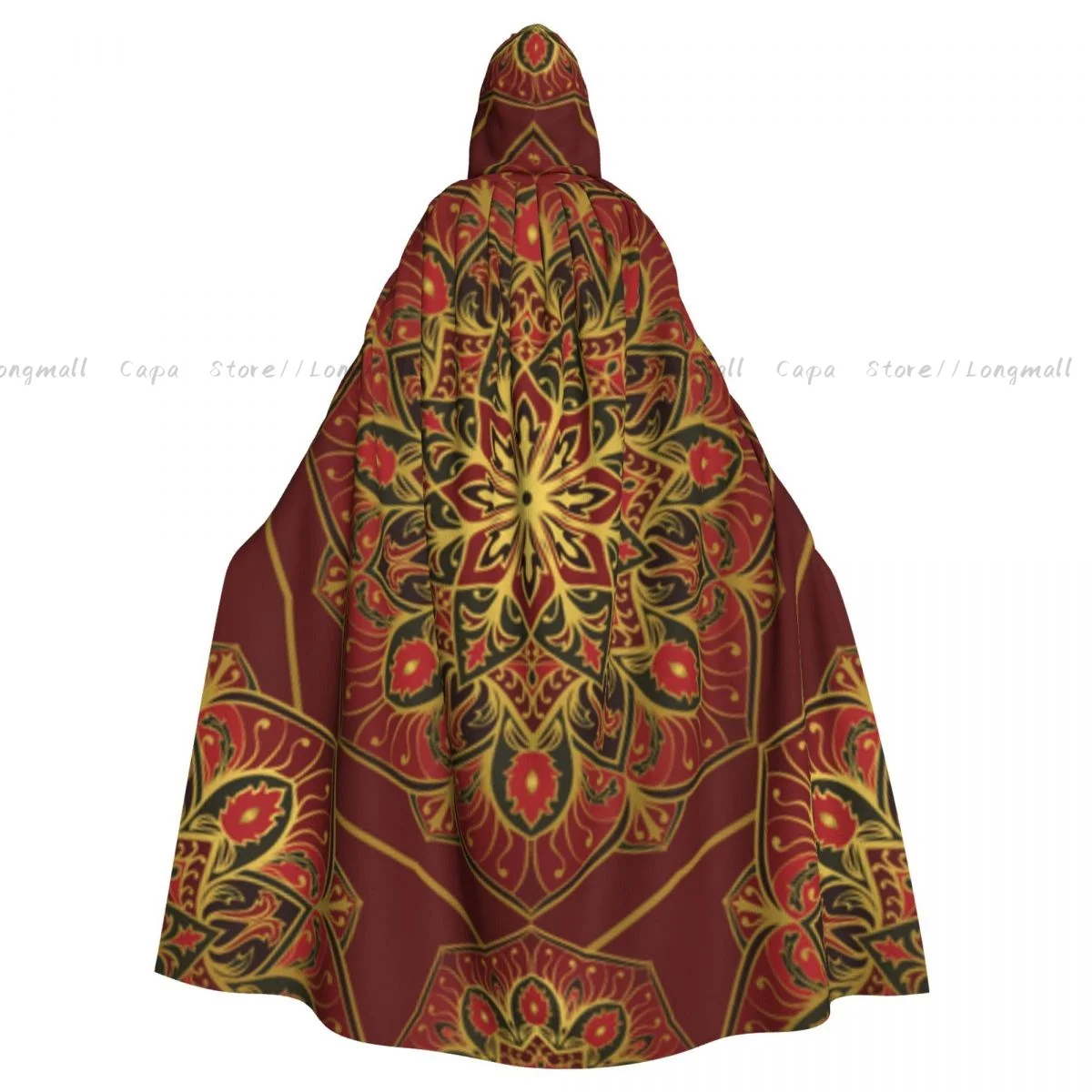 Rich Colorful Ornament Of Cosmos In Style Medieval Hooded Cloak Coat Cosplay Costume Vampire Devil Wizard Cape Gown Party