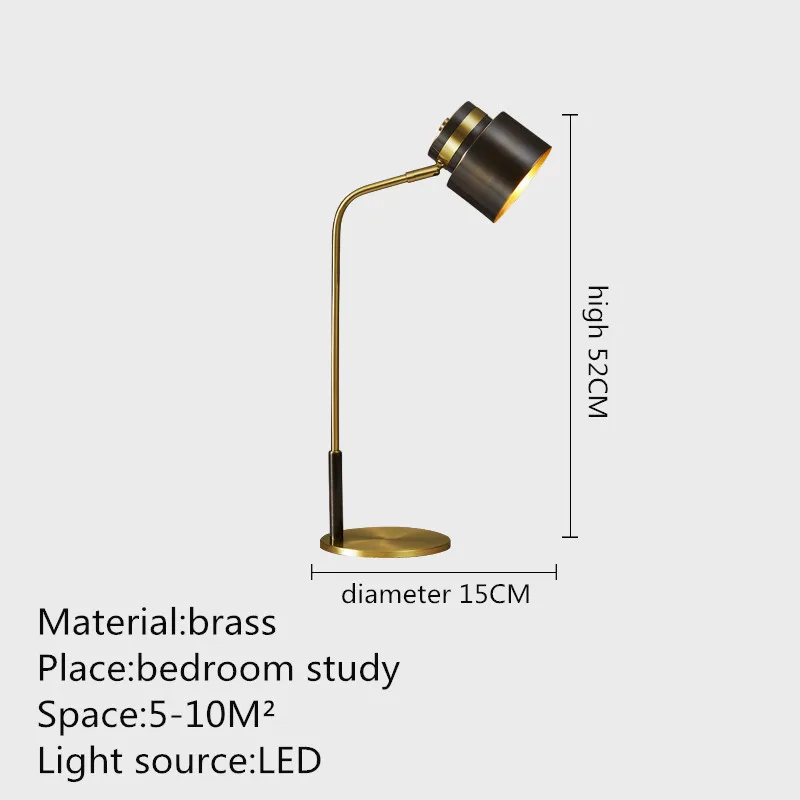 DEBBY-Lámpara LED de mesa de latón contemporáneo, luz de escritorio de cama Simple creativa para el hogar, sala de estar, dormitorio, decoración de estudio