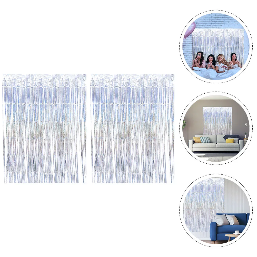

2 Pcs Pastel Birthday Party Decorations Fringe Curtains