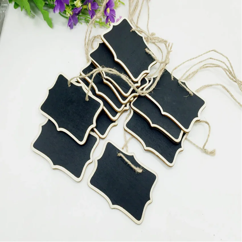 

5pcs/Lot 8*6cm Mini Wooden Creative Double-sided Blackboard With Hemp RopeChalkboard Stick Stand Party Decor School Supplies