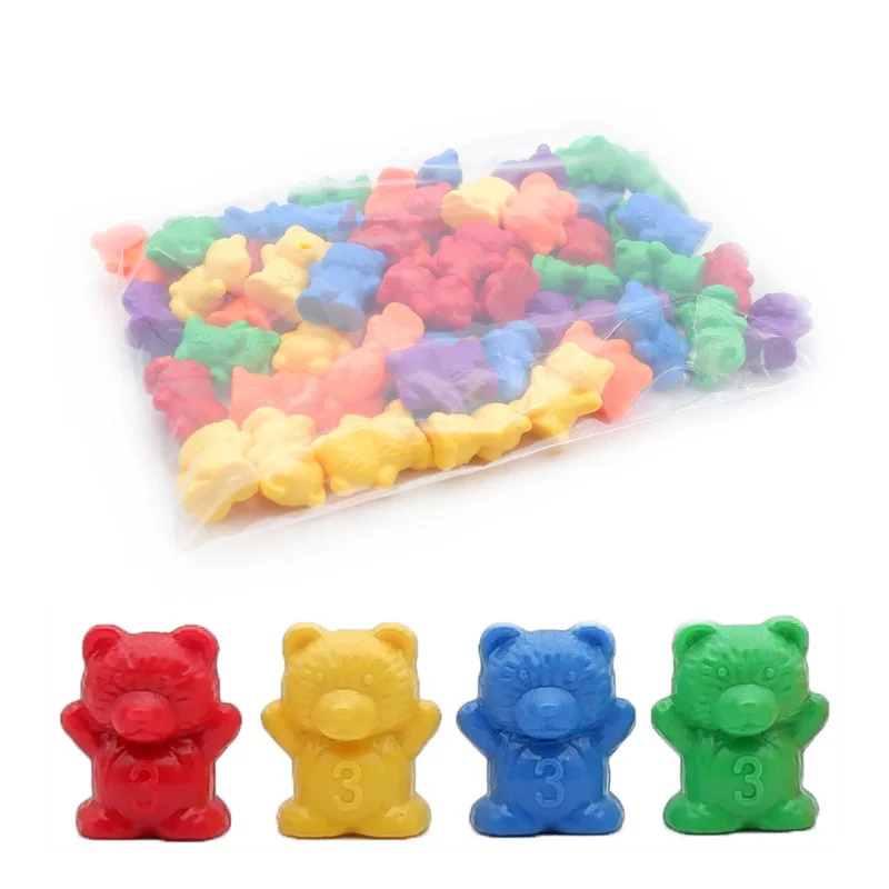 60Pcs Rainbow Numbers Bear Toys Montessori Enlightenment Math Arithmetic Bear Early Learning Kindergarten Teaching Aids