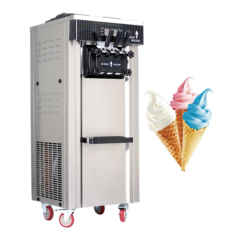 Factory Sales 25-28L/H Automatic Commercial Ice Cream Making Soft Serve Ice Cream Maker 3 Flavors Ice Cream Machine