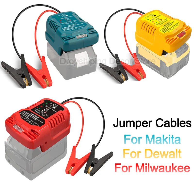 Car Jumper Cables For Makita/Dewalt/Milwaukee 18V Li-ion Battery Jump Starting Adapter Auto Booster Cable Car Igniter charger