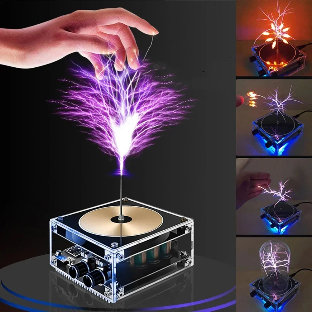 Bluetooth Music Tesla Coil AC110-240V 120W Palm Music Tesla Coil 10cm High Frequency Voltage Pulse Electric Arc Generator Tools