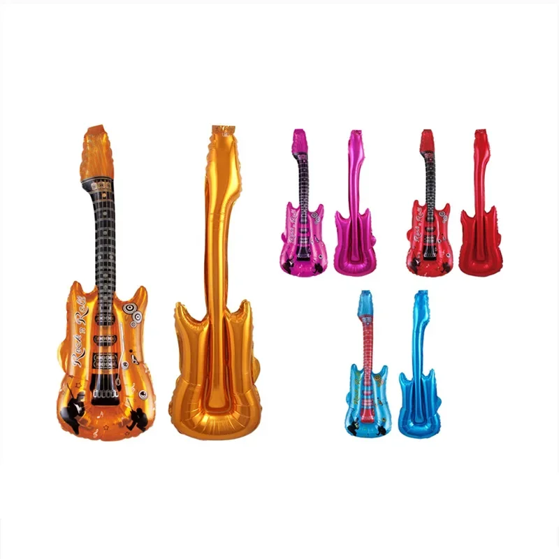 

Cartoon handheld guitar shaped aluminum foil balloons for children's birthday singing competition venue decoration balloons gift