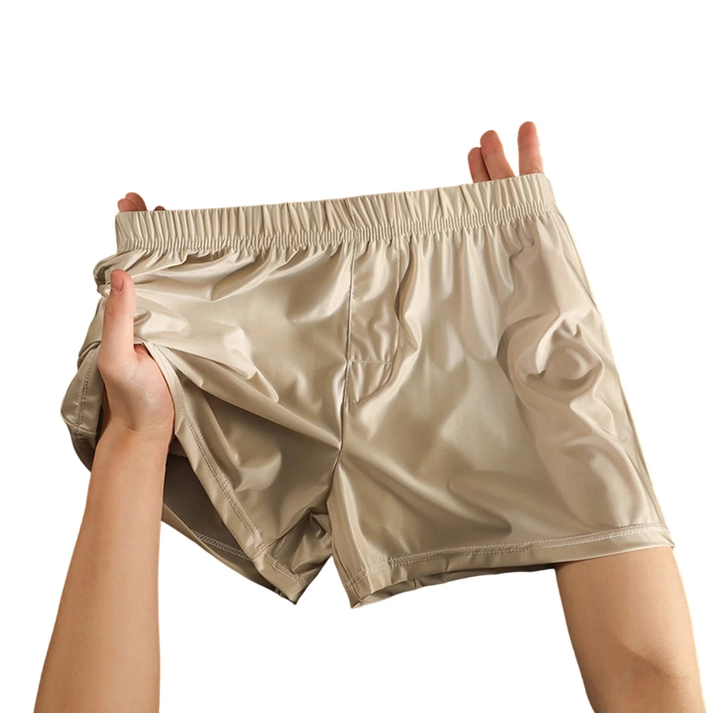

Men Satin-like Glossy Trunks Soft Boxers Lingeries For Man Ice Silk Loose Underwear Sexy Accessories Homewear Sleep Soft Shorts