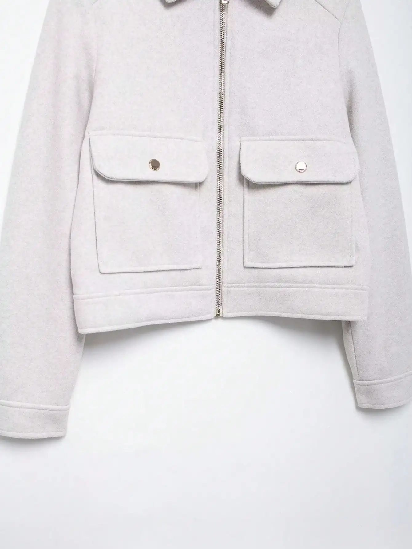 HH Minimalistischer Damen-Mantel mit Langen Ärmeln und Taschen Lässige Mode Büro-Oberbekleidung Elegante Party- und Urlaubsjacke mit Reißverschluss – Detail 6