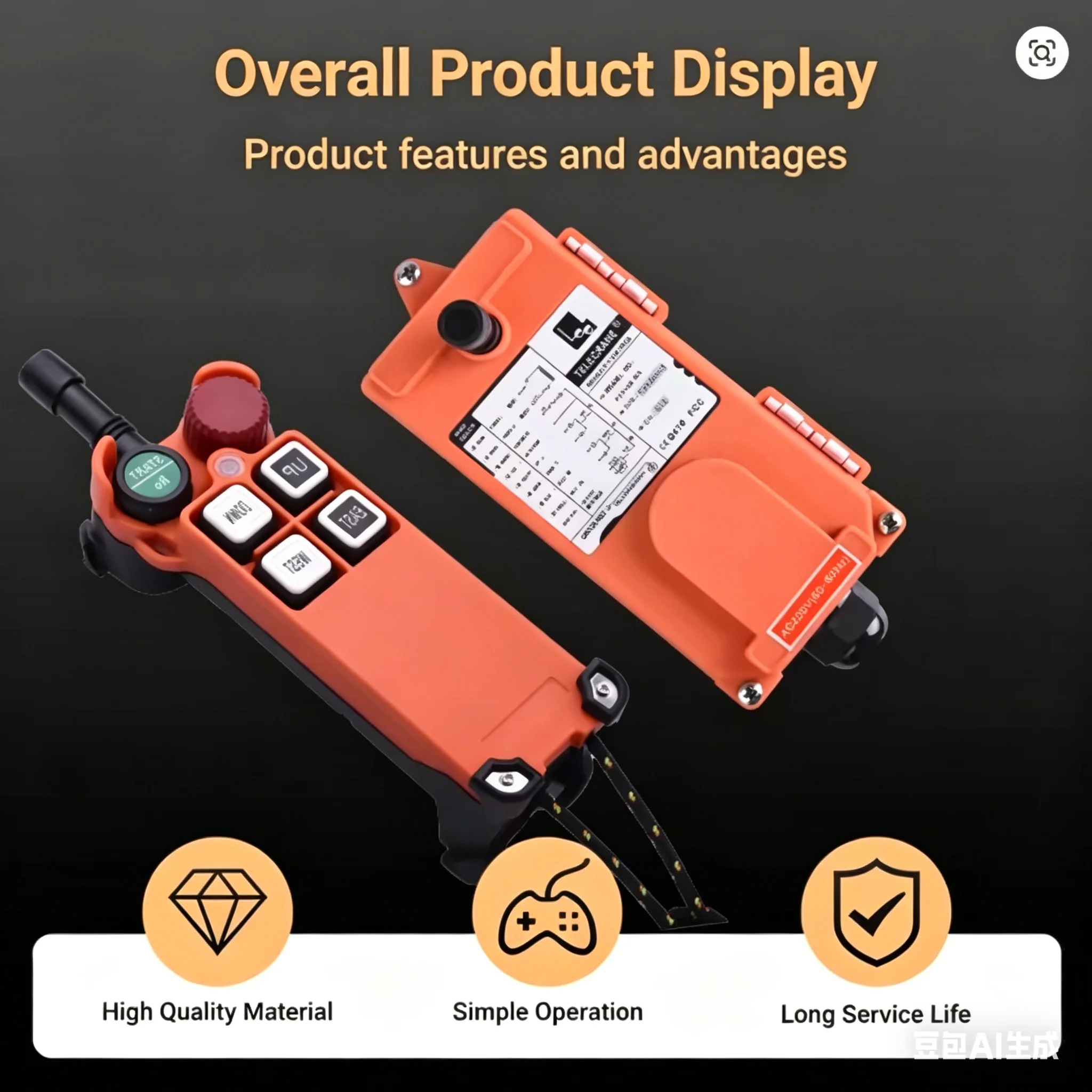 F21-4S 4 buttons singIe speed industrial Wireless Radio Crane Remote Control switches Hoist track crane Lift controller