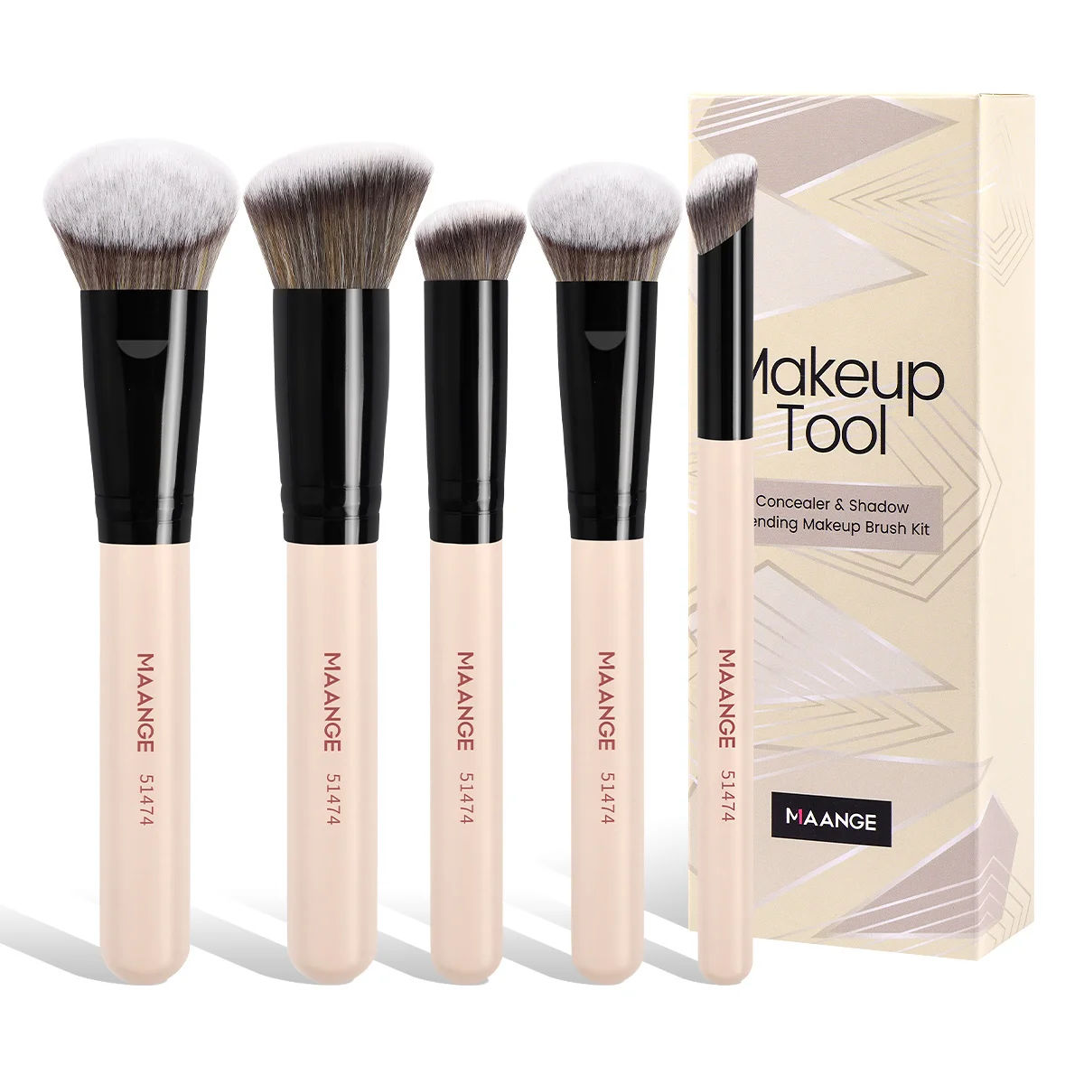 MAANGE Juego de brochas de maquillaje, 5 uds., brochas para detalles de corrector y base, brochas de maquillaje suaves para crema líquida en polvo, mezcla impecable