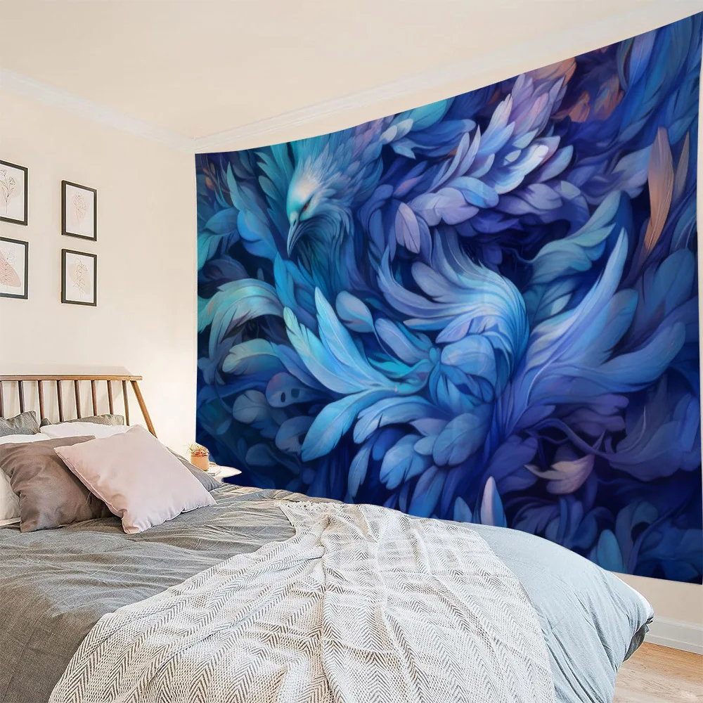 

Fantasy Phoenix tapestry, Flame Bird, psychedelic animal, home decoration wall hanging cloth, dormitory, studio, wall decoration