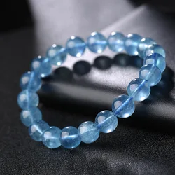 Natural Aquamarines Bracelet Single Circle Crystal Bracelet Jewelry 4-12mm Beads Romantic Casual Crystal Yoga Bracelet Drop Ship