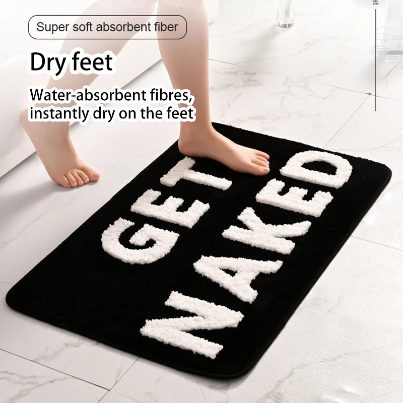 Creative Letters Bathroom Floor Mats Water-absorbent Non-slip Plush Mats Household Stain-resistant Imitation Cashmere Rugs