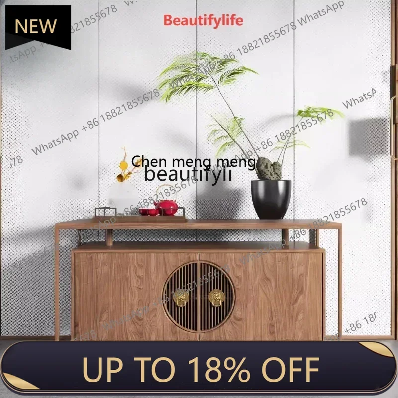 

P178 l New Chinese-style solid wood porch cabinet, simple Zen ash wood side cabinet against the wall, living room