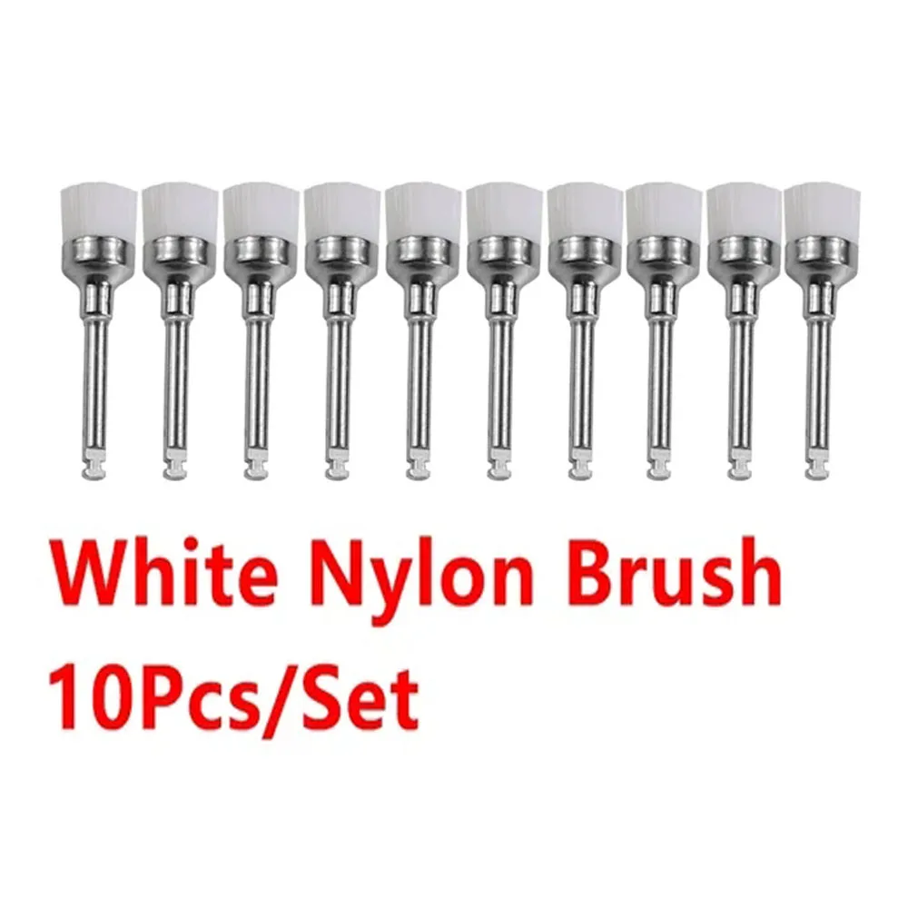 

10pcs Dental Disposable Lock Type Mixed Color Flat Nylon Polishing Brush, Teeth Whitening Cleaning Tools, Dental Materials
