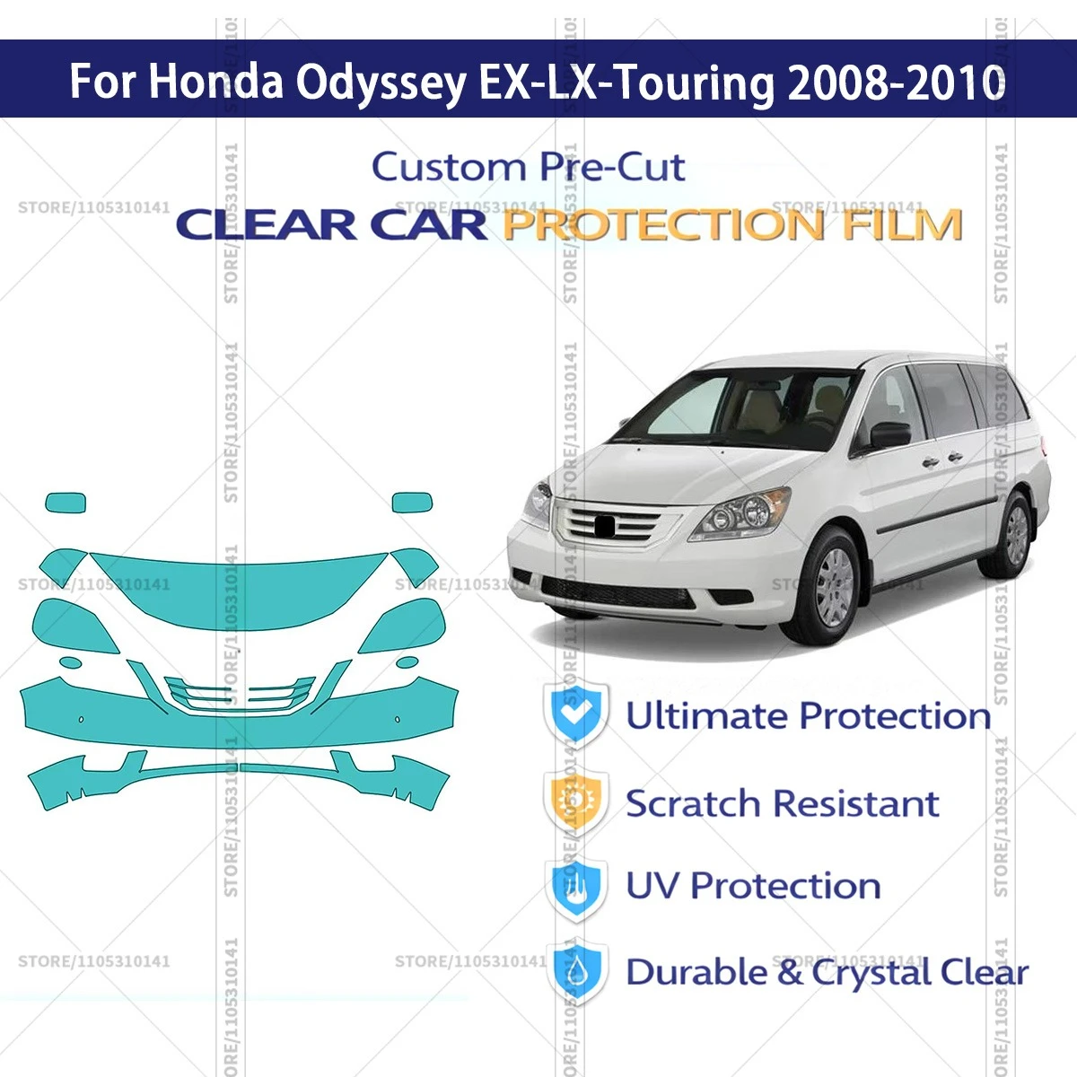 

For Honda Odyssey EX-LX-Touring 2008-2010 Pre-Cut Paint Protection Film PPF Transparent Car Film Automotive PPF Front Kit