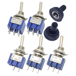 5Pcs Dark Blue Toggle Switch ON-OFF-ON / ON-OFF 3Pin 6Pin 3 Position Latching MTS-103 MTS-102 AC 125V/6A 250V/3A Waterproof Cap