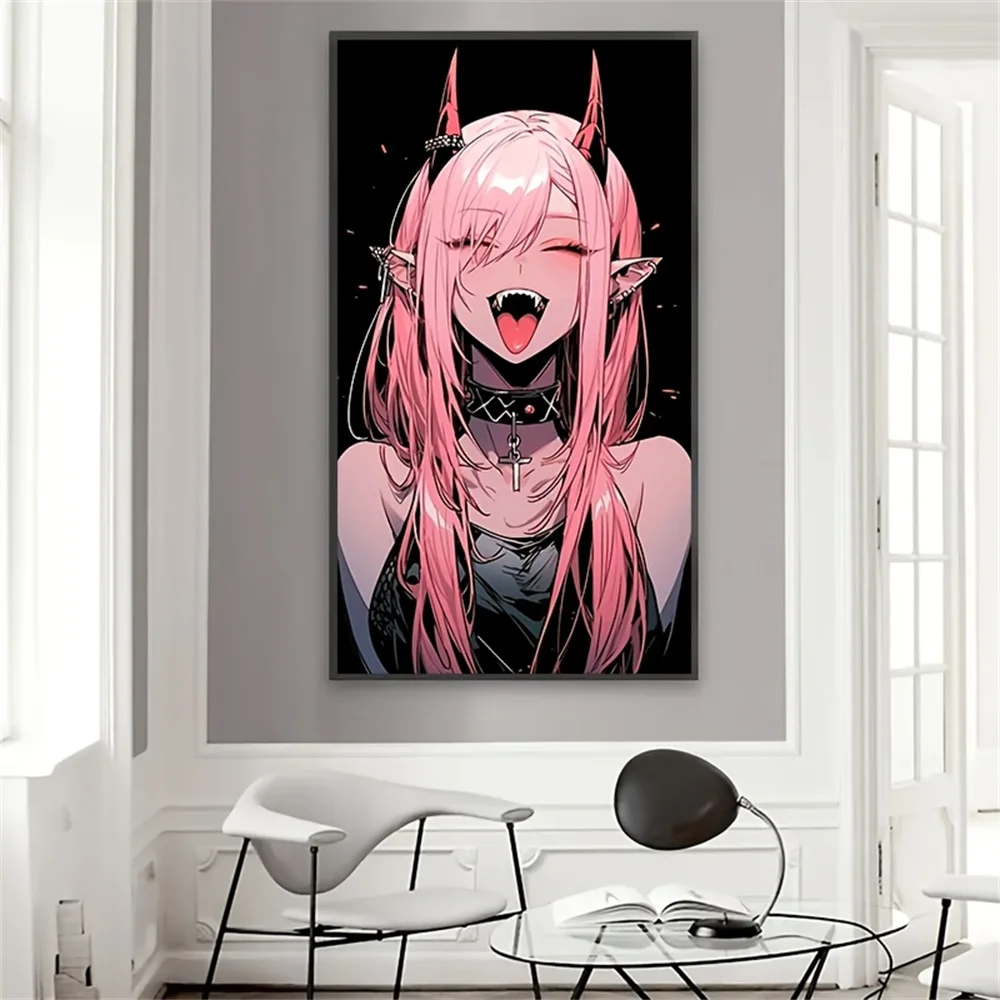 أنيمي شيطان فتاة قماش المشارك ديكور المنزل الحديث غرفة المعيشة غرف نوم أو المهاجع خلفية القماش العلم انمي ياباني #2