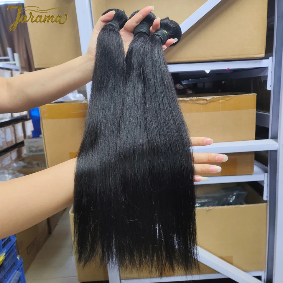 Extensiones de cabello humano liso de hueso de 30 y 32 pulgadas, extensiones de cabello humano brasileño 100%, mechones de cabello crudo, 1/3/4