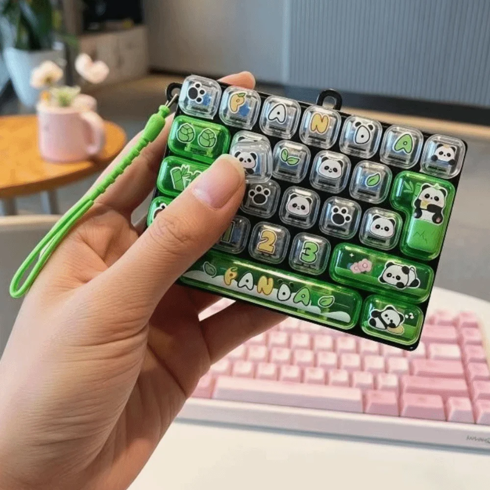 26-Key Decompression Button Cute Design Transparent Dual-Tone Mini Keyboard Pendant Simulation Keyboard Panda Print
