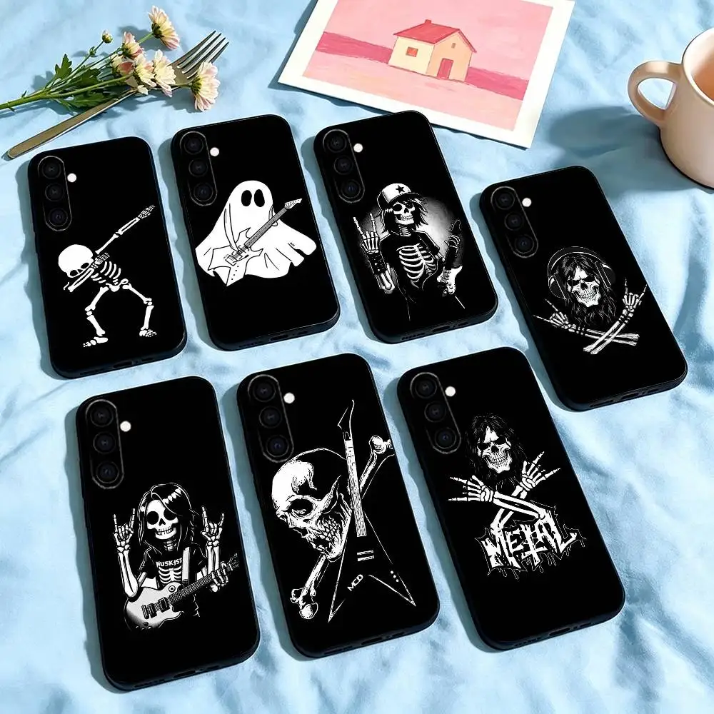 Creative Punk Rock Style  Phone Case For Samsung Galaxy A73,A72,A71,A70,A53,A52,A51,Soft Silicone Black Cover