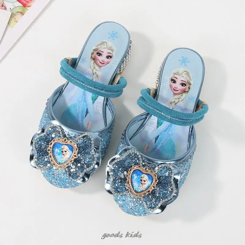 Disney Girls Sandals New Summer pantofole per bambini ragazze scarpe di cristallo Frozen 2 Elsa Princess Shoes regalo di compleanno