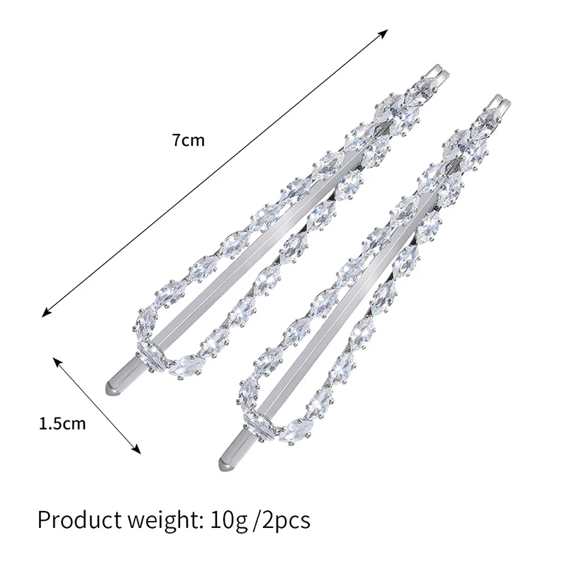 2 pcs/Set Women Fashion Crystal Hair Clips Headwear Jewelry Hair Accessories for Girls Luxury Pearl Rhinestone Barrettes Pins