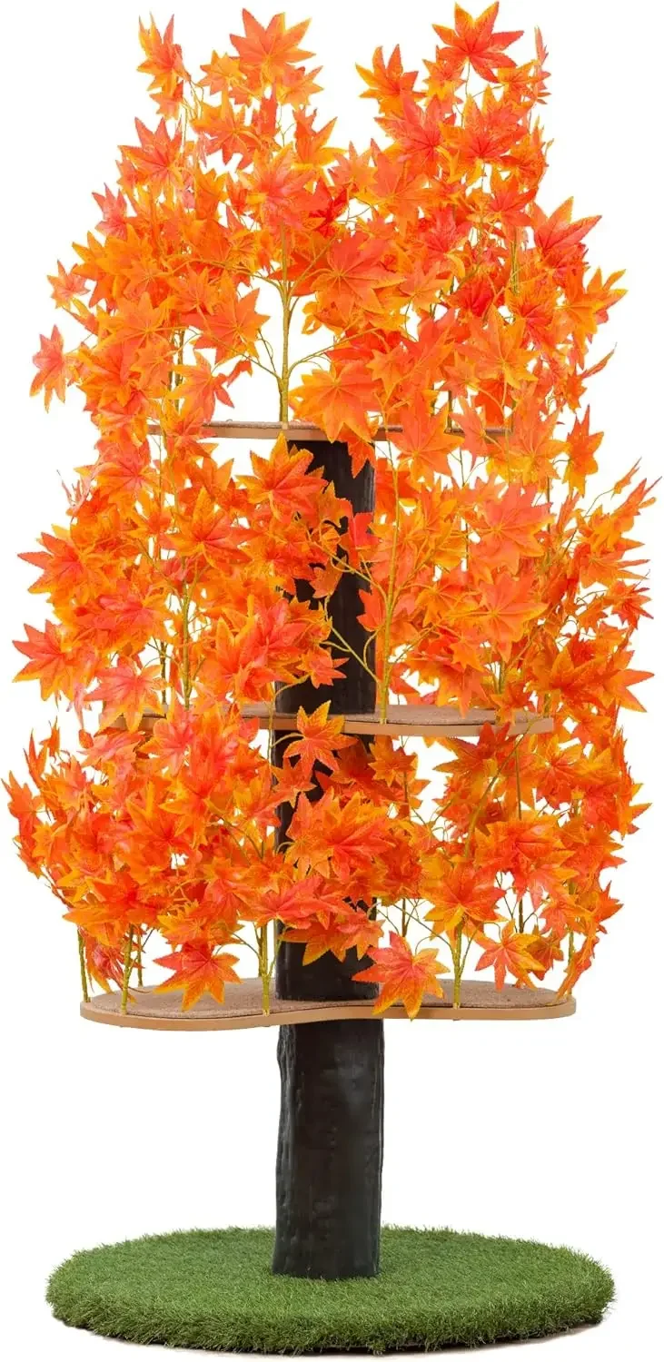 

Cat Tree W/ Leaves Made in USA, House & Cat Activity Tree, Multi-Level Condo for Indoor 2024 USA