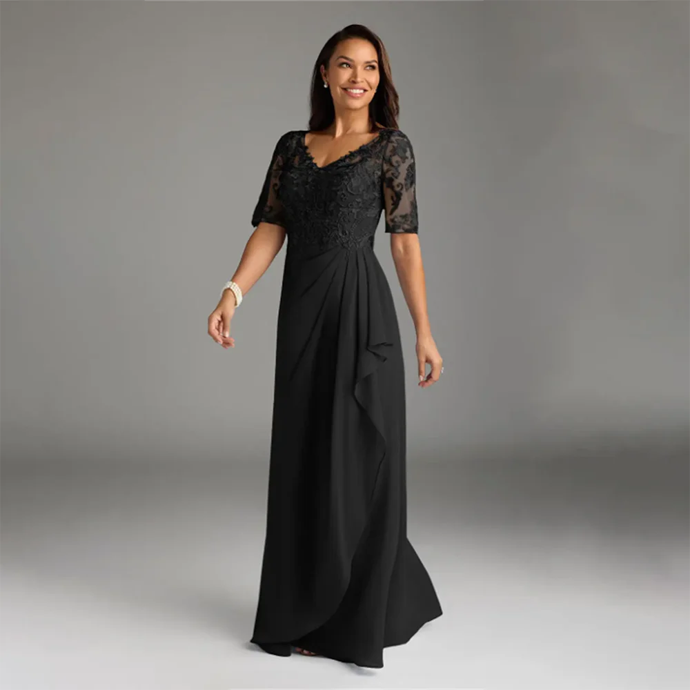 ​Mother Dress for Wedding Mother of the Bride Dress Sweetheart Neck Half Sleeve Applique Pleated Mom Dress Customized