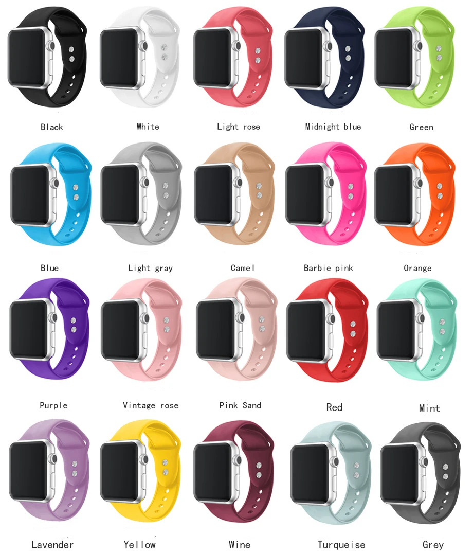 Silicone Strap For Apple Watch Band 44mm 40mm 45mm 41mm 42-38mm sport wrist bracelet iwatch series 8 7 se 3 4 5 6 9 ultra 2 49mm