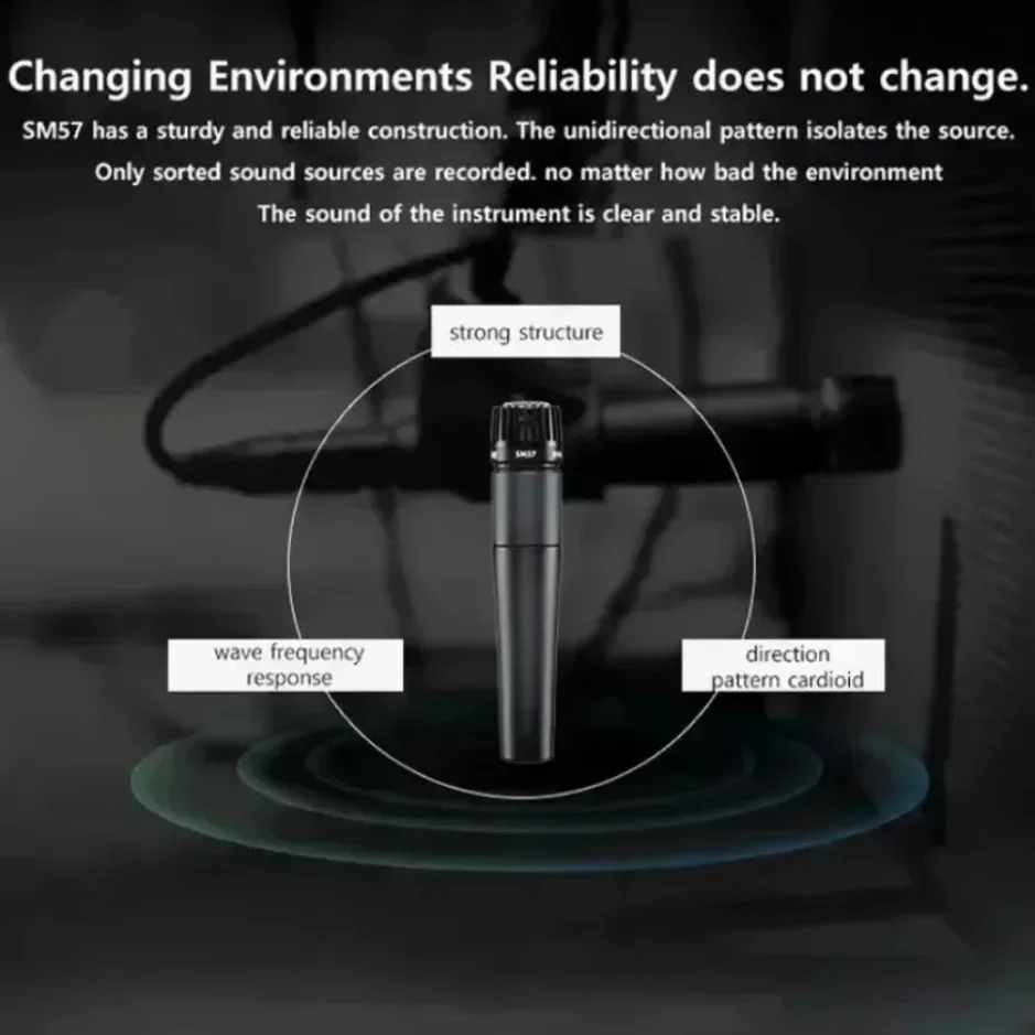 XIKCU ميكروفون ديناميكي قلبي معدني SM57 لمرحلة الغناء ميكروفون سلكي احترافي لتسجيل الصوت للكاريوكي BBOX