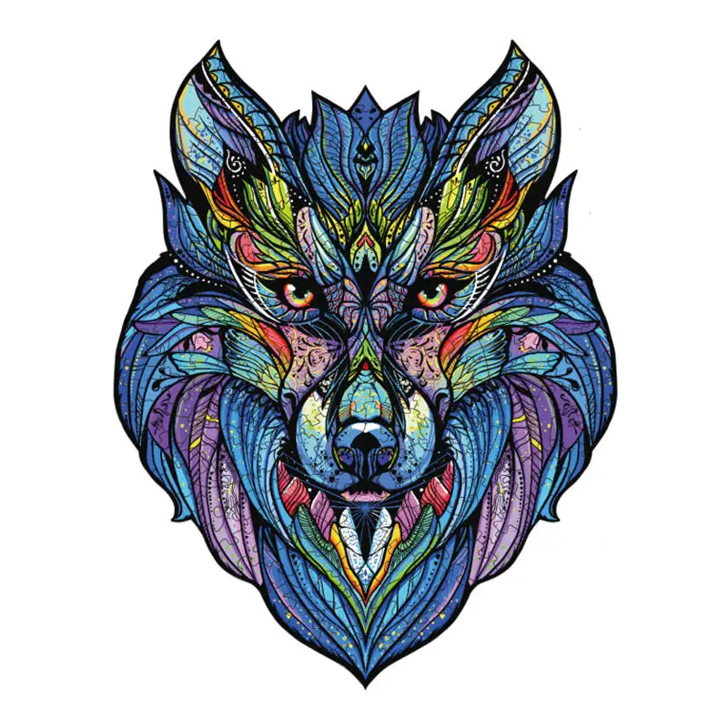 High Quality Wood Wolf Head Jigsaw Puzzle Wooden Puzzles Adults Montessori Educational Toys Children Board Game Birthday Gift